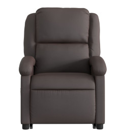 Fauteuil inclinable électrique marron foncé cuir véritable