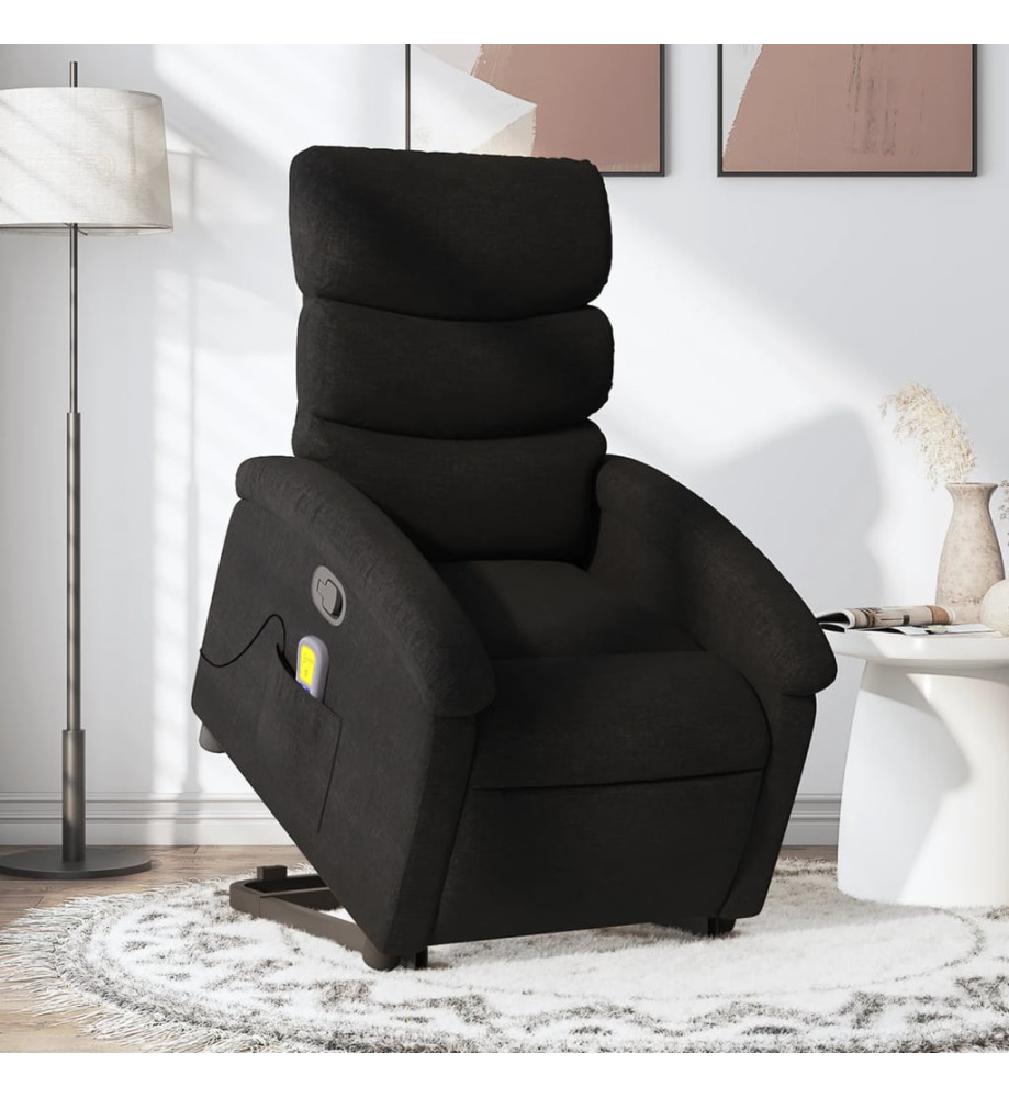 Fauteuil de massage inclinable Noir Tissu