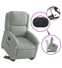 Fauteuil inclinable électrique gris clair velours