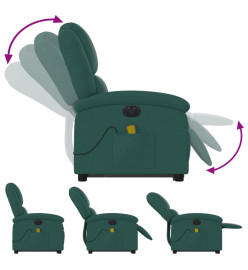 Fauteuil inclinable de massage électrique Vert foncé Tissu