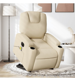 Fauteuil inclinable de massage électrique Crème Tissu