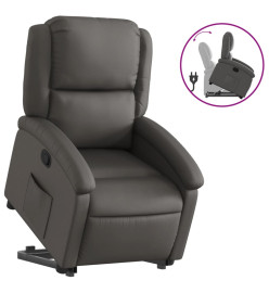 Fauteuil inclinable gris cuir véritable