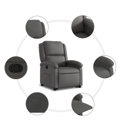 Fauteuil inclinable gris cuir véritable