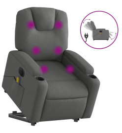 Fauteuil inclinable de massage électrique Gris foncé Tissu