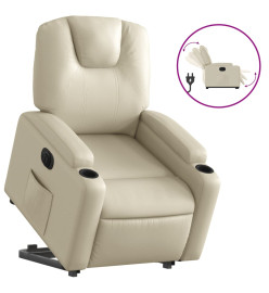 Fauteuil inclinable électrique crème similicuir