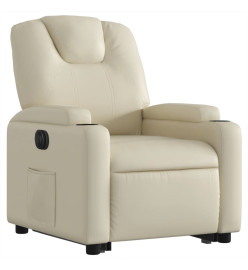 Fauteuil inclinable électrique crème similicuir