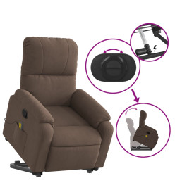 Fauteuil inclinable de massage marron tissu microfibre