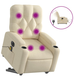 Fauteuil inclinable de massage électrique Crème Tissu