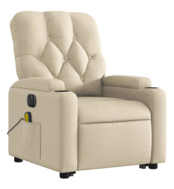 Fauteuil inclinable de massage électrique Crème Tissu