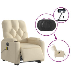 Fauteuil inclinable de massage électrique Crème Tissu