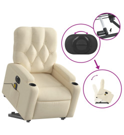 Fauteuil inclinable de massage électrique Crème Tissu