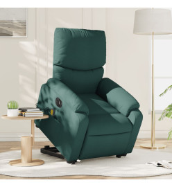 Fauteuil inclinable de massage électrique Vert foncé Tissu