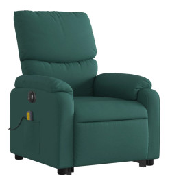 Fauteuil inclinable de massage électrique Vert foncé Tissu