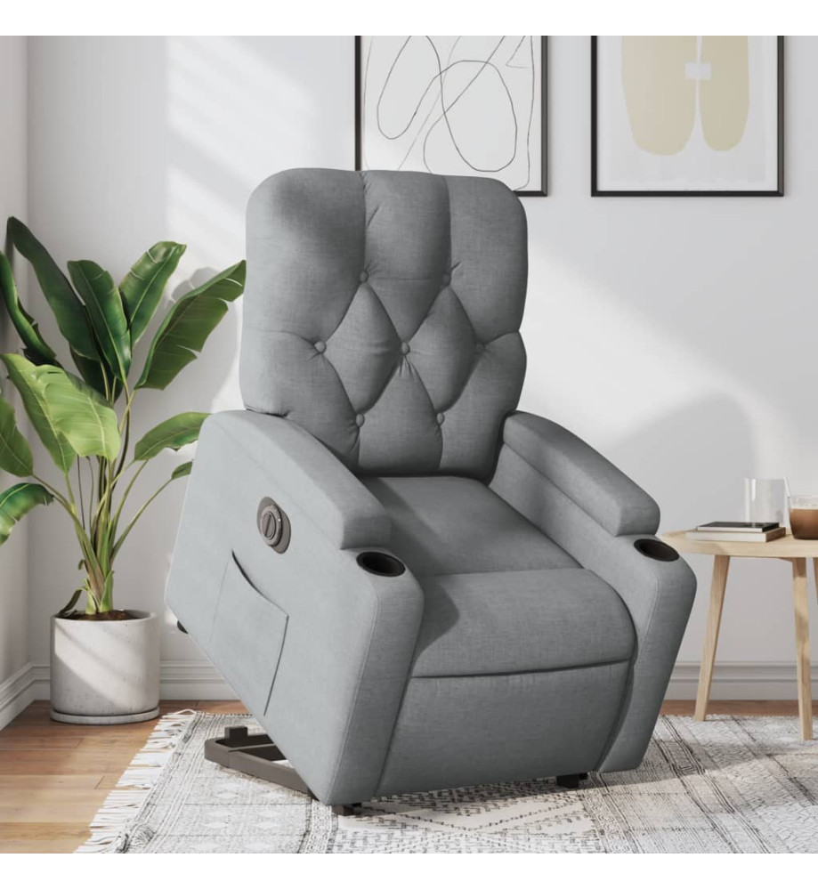 Fauteuil inclinable électrique gris clair tissu