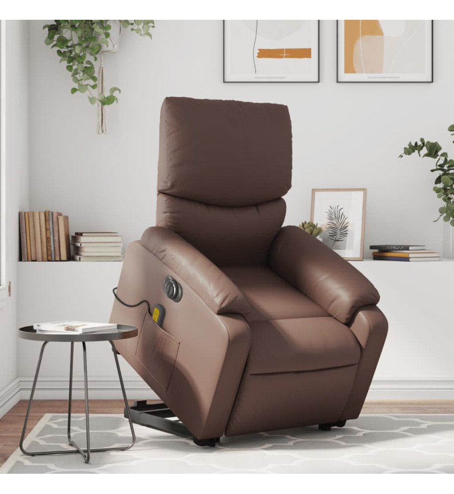 Fauteuil inclinable de massage électrique marron similicuir