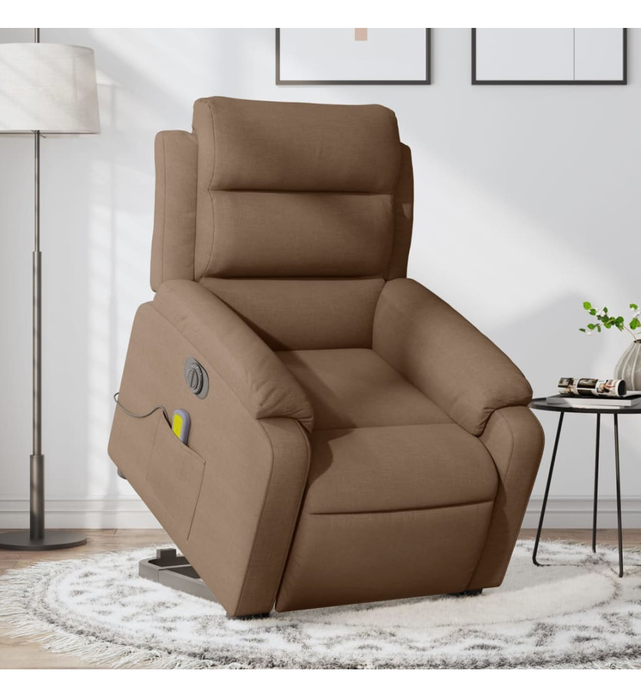 Fauteuil inclinable de massage électrique Marron Tissu