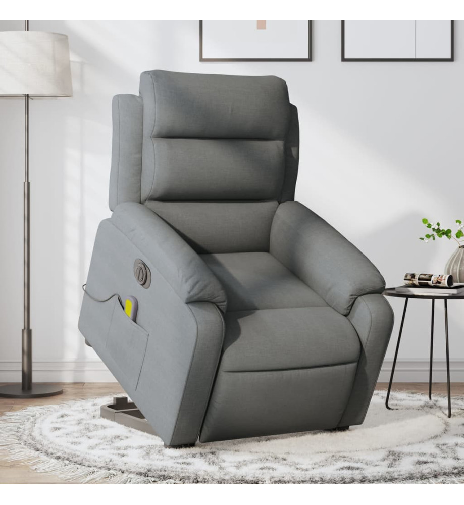 Fauteuil inclinable de massage électrique Gris foncé Tissu