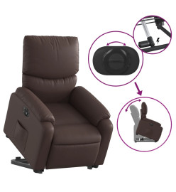 Fauteuil inclinable électrique marron similicuir