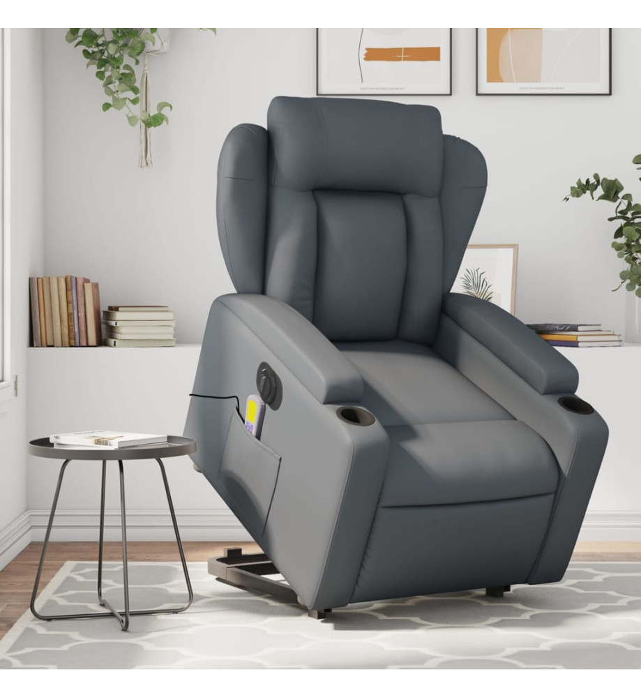 Fauteuil inclinable de massage électrique gris similicuir