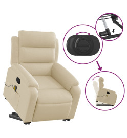 Fauteuil inclinable de massage Crème Tissu