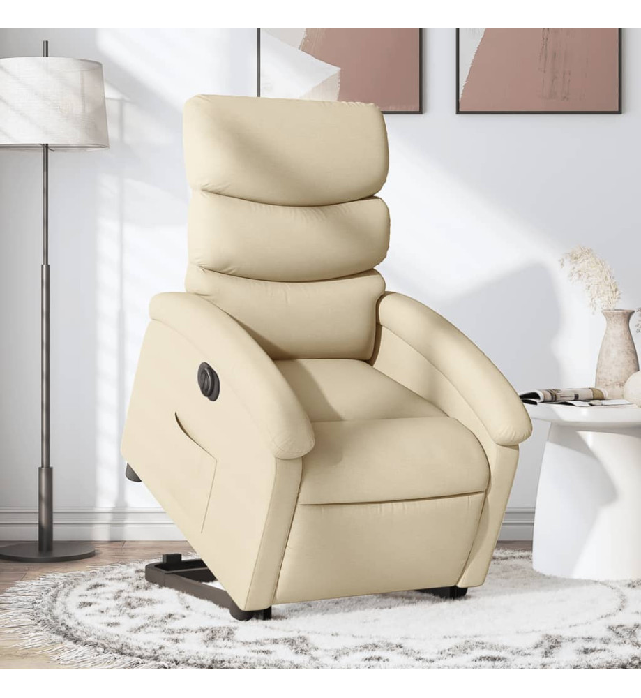 Fauteuil inclinable électrique crème tissu