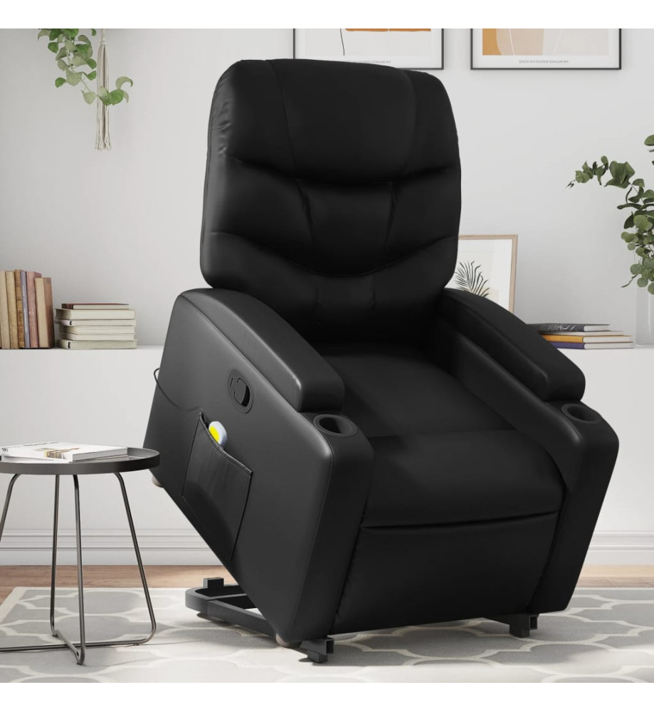 Fauteuil inclinable de massage Noir Similicuir