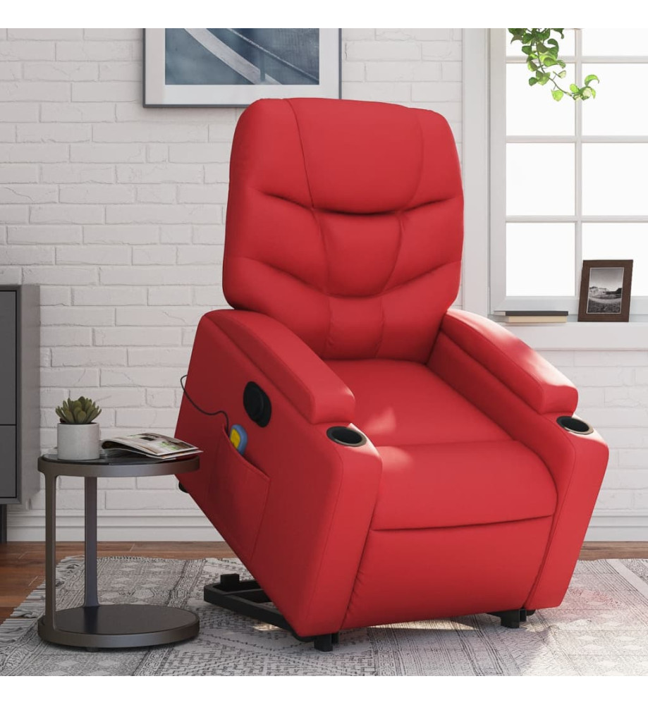 Fauteuil inclinable de massage électrique rouge similicuir