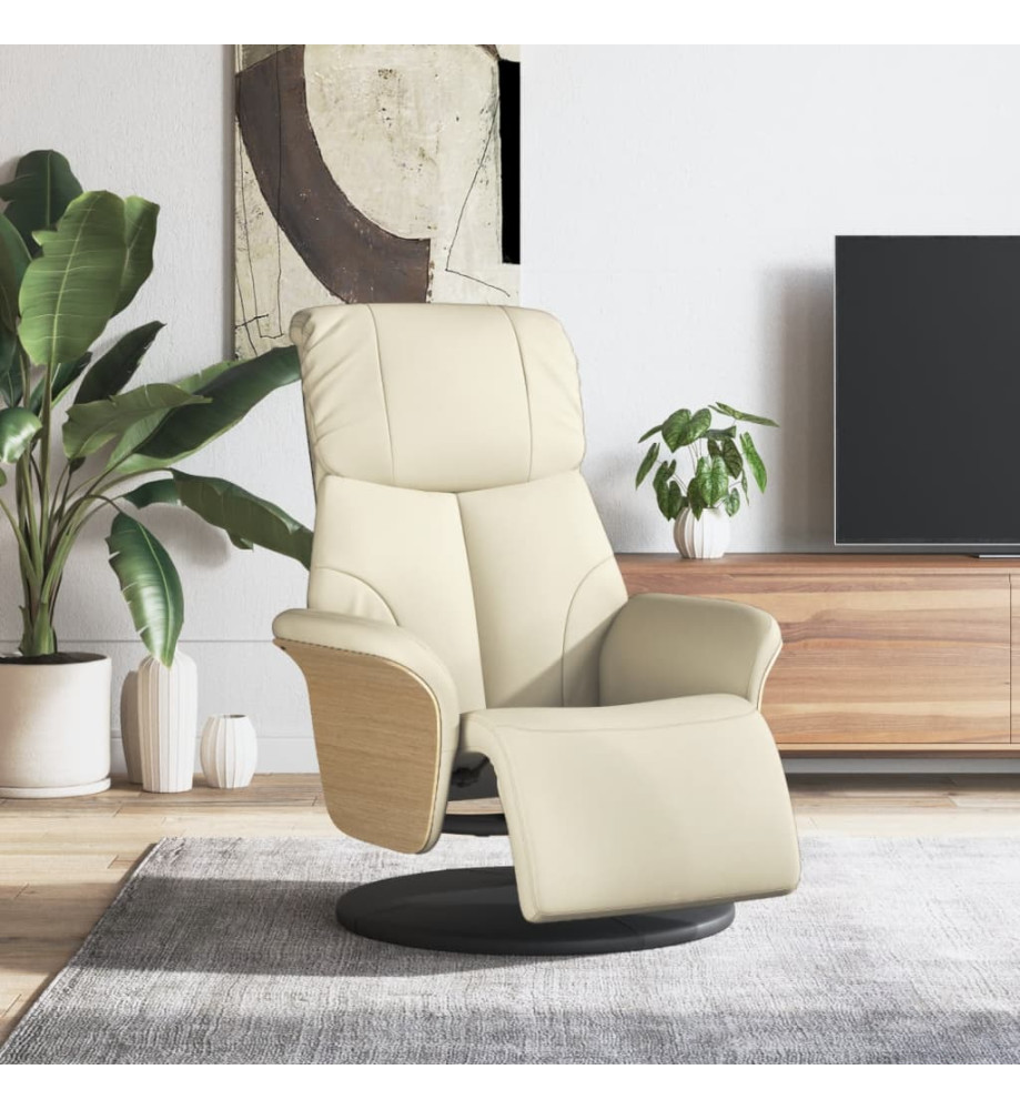 Fauteuil inclinable avec repose-pieds crème similicuir