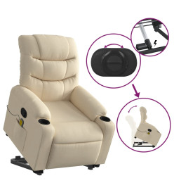 Fauteuil inclinable de massage Crème Tissu