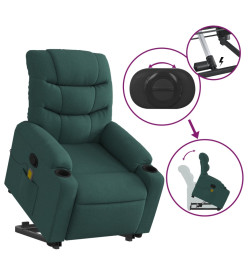 Fauteuil inclinable de massage Vert foncé Tissu