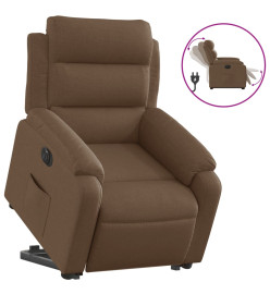 Fauteuil inclinable électrique marron tissu