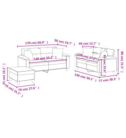 Ensemble de canapés 3 pcs avec coussins cappuccino similicuir