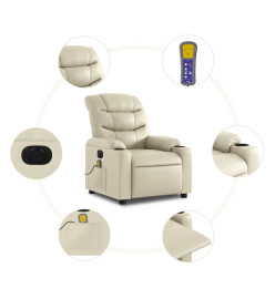 Fauteuil de massage inclinable électrique crème similicuir