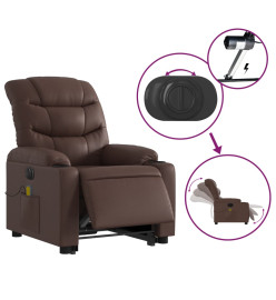 Fauteuil inclinable de massage électrique marron similicuir