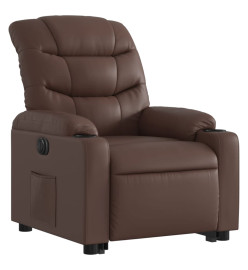 Fauteuil inclinable électrique marron similicuir