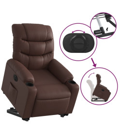 Fauteuil inclinable électrique marron similicuir