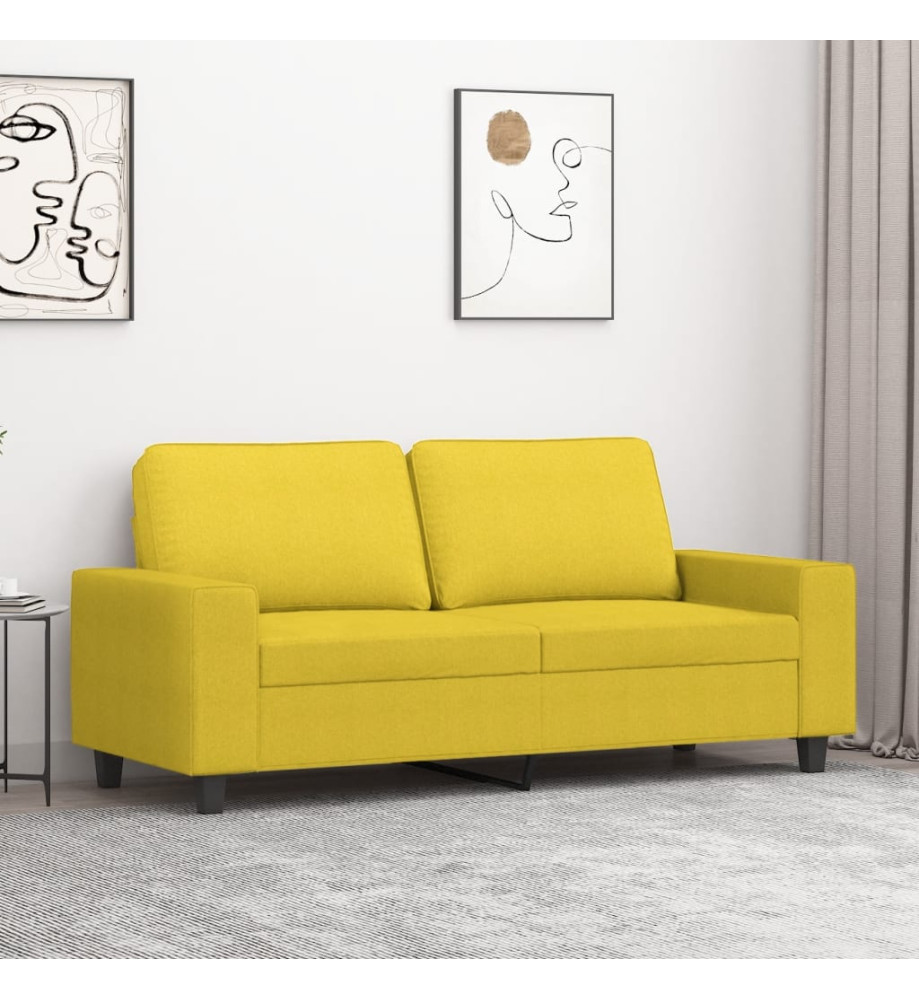 Canapé à 2 places Jaune clair 140 cm Tissu