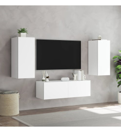 Meuble TV mural 3 pcs avec lumières LED blanc