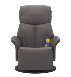 Fauteuil inclinable de massage repose-pieds gris similicuir