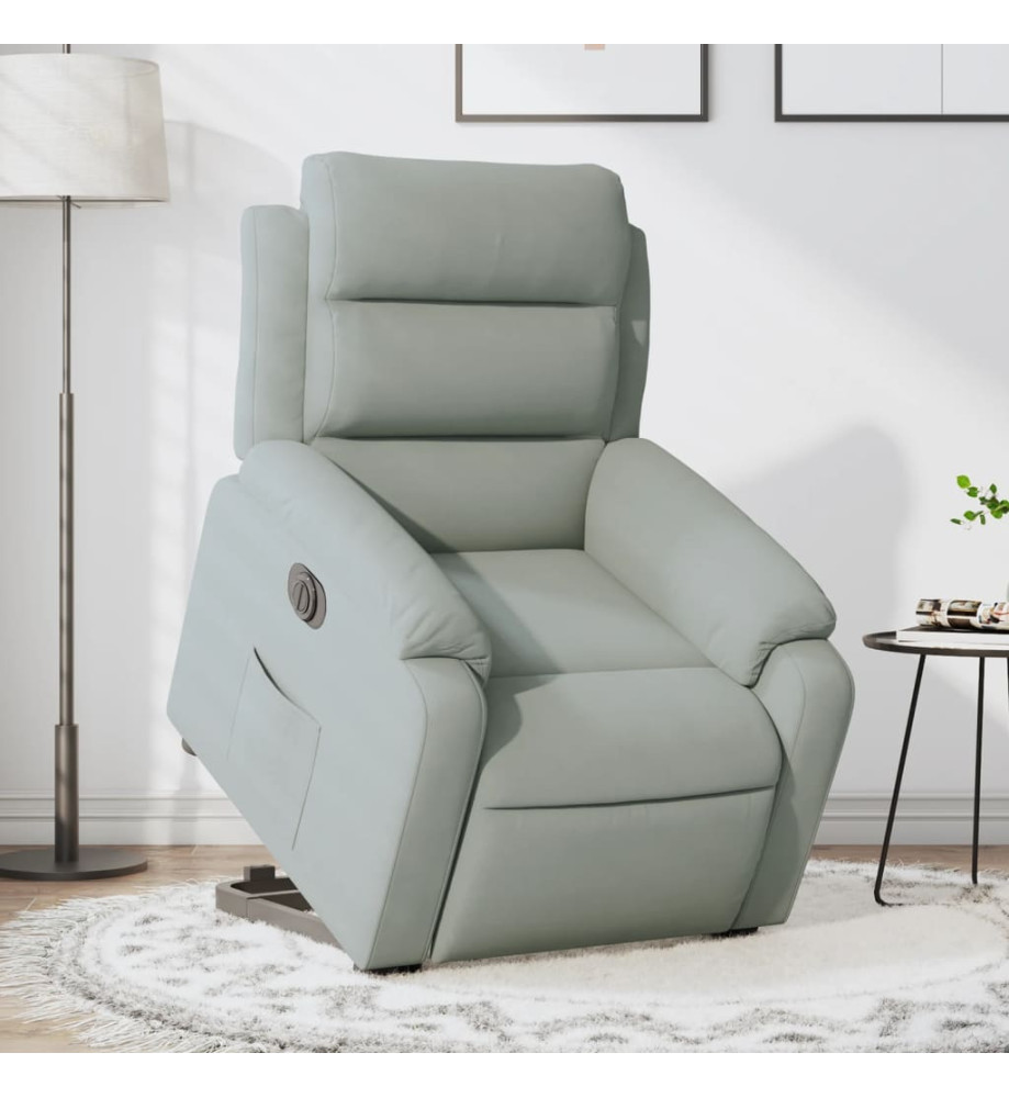 Fauteuil inclinable électrique gris clair velours