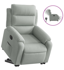 Fauteuil inclinable électrique gris clair velours