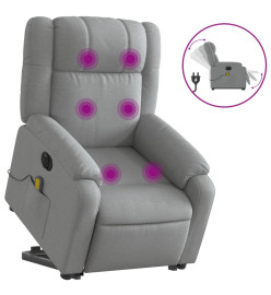 Fauteuil inclinable de massage électrique Gris clair Tissu