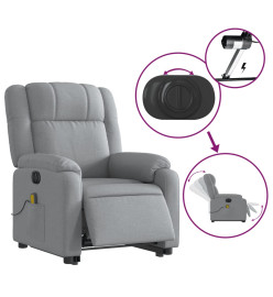 Fauteuil inclinable de massage électrique Gris clair Tissu