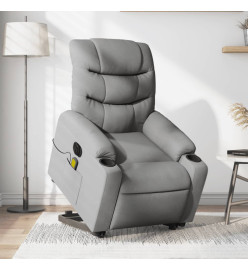 Fauteuil inclinable de massage électrique Gris clair Tissu