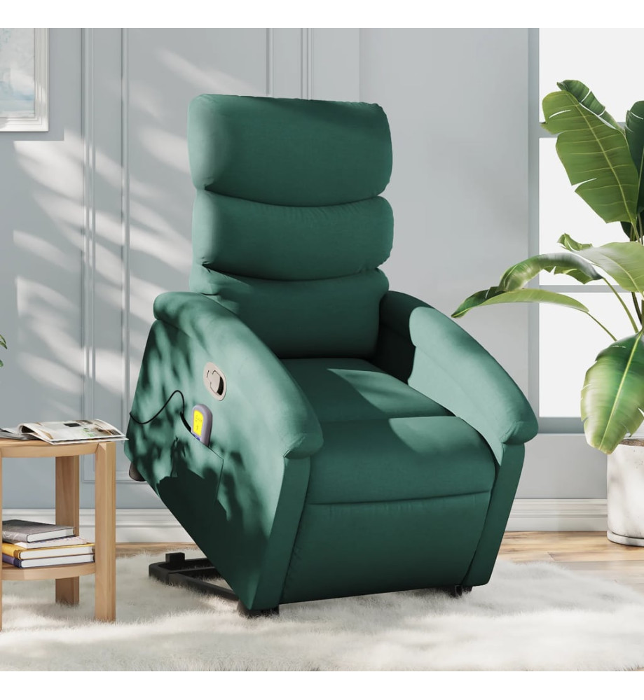 Fauteuil inclinable de massage Vert foncé Tissu