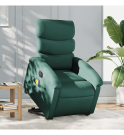 Fauteuil inclinable de massage électrique Vert foncé Tissu