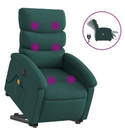 Fauteuil inclinable de massage électrique Vert foncé Tissu