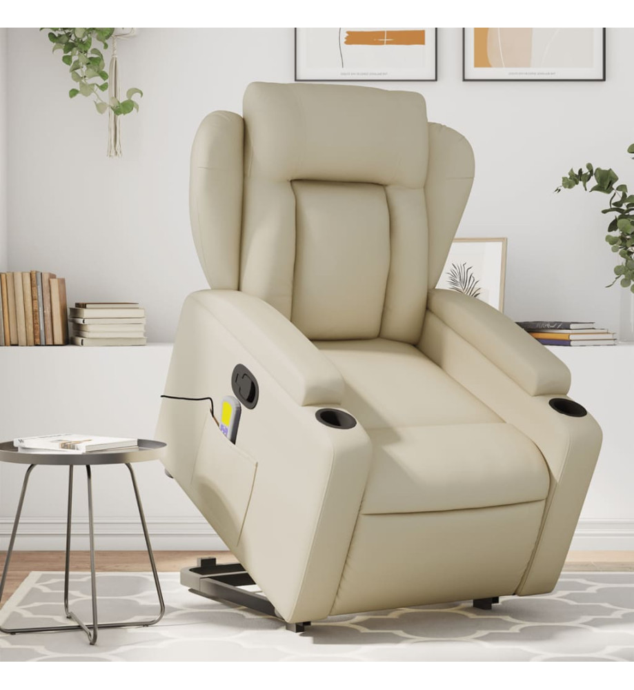 Fauteuil inclinable de massage Crème Similicuir