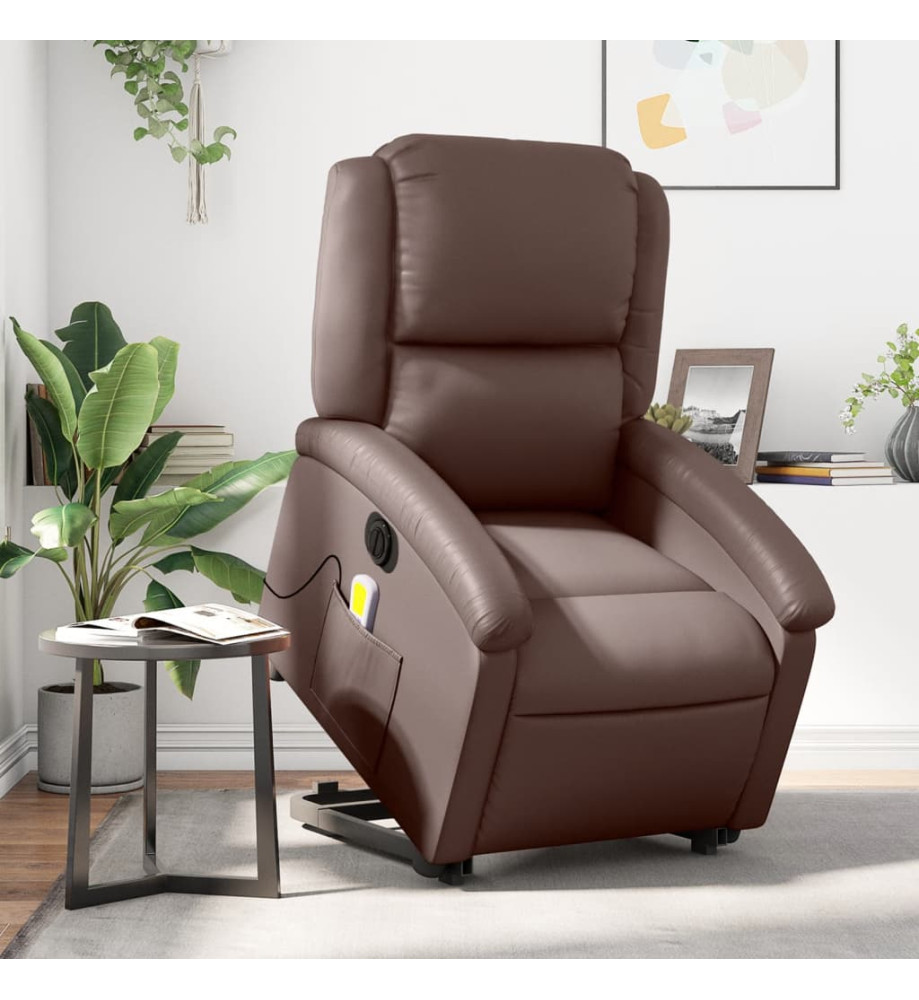 Fauteuil inclinable de massage électrique marron similicuir