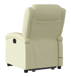 Fauteuil inclinable de massage crème cuir véritable